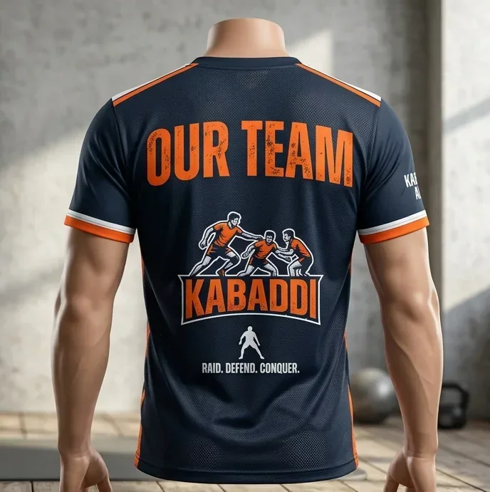 Kabaddi jersey, front and back, fully sublimated — back