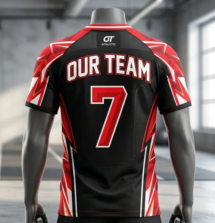 Sublimated sports jersey, front and back, with name and number — back