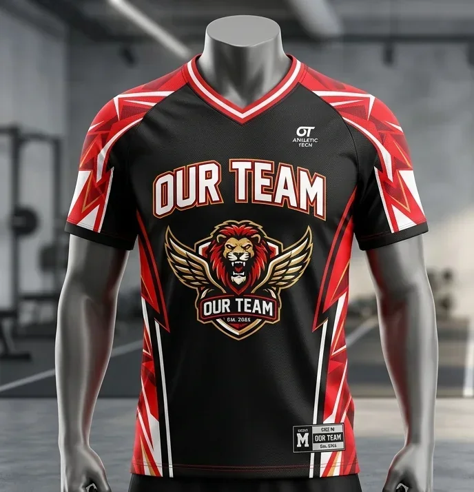Sublimated sports jersey, front and back, with name and number — front